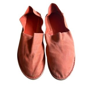 $175 VINCE Coral Orange Leather Slip On Loafer Flats or Mules Women US8.5/EU39.5